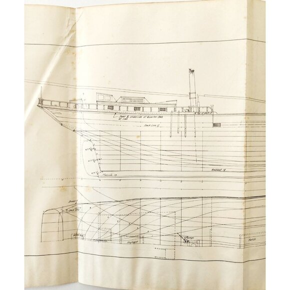 1961 Flower Dew Tern Schooner Ship Drawing Blueprint Shelburne Shipbuilding E2J4 - Picture 4 of 5